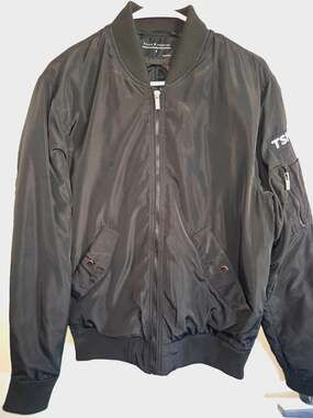 Fossa Apparel TSM Black Wingover Bomber Jacket Size S